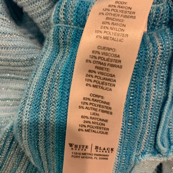 WHBM White House Black Market metallic knit top women’s shirt size medium 10 12 - Picture 14 of 15